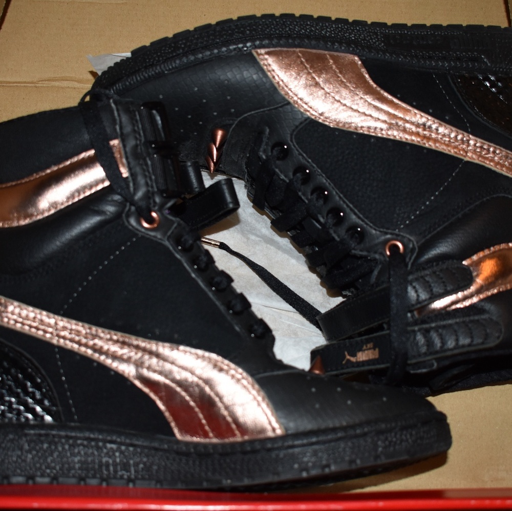 Black/Rose Gold PUMA Sky Wedge Sneaker